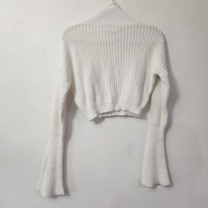 American Apparel Crop mockneck open knit bell sleeve sweater fairycore